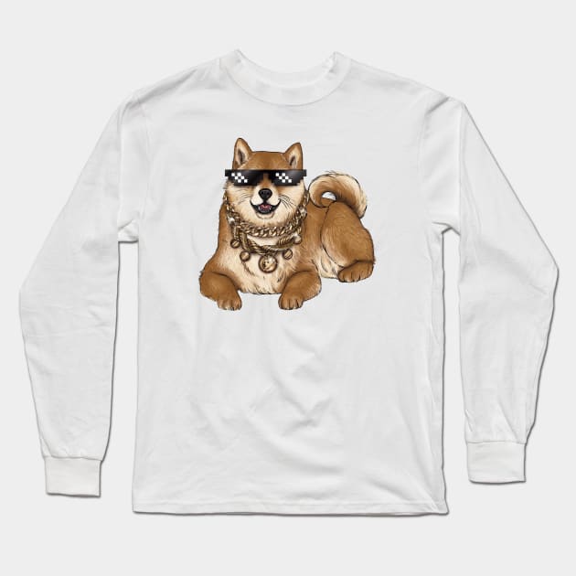 Doge Sunglasses Long Sleeve T-Shirt by jennyalamode